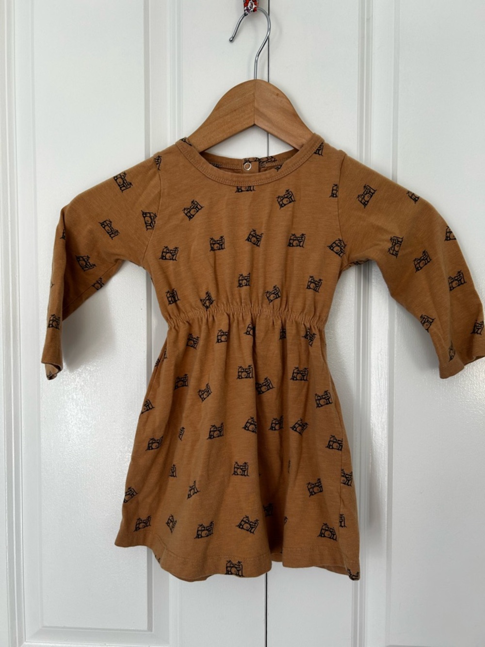 Kate Quinn x Little Liam drum set dress camel color 2T organic cotton